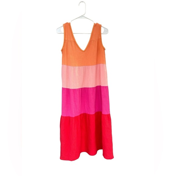 Marine Layer Corinne Double Cloth Maxi Dress - Size Small - Pink Orange - Picture 9 of 10